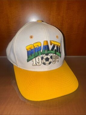 Brazil 1994 World Cup Soccer Cap - Yellow/White
